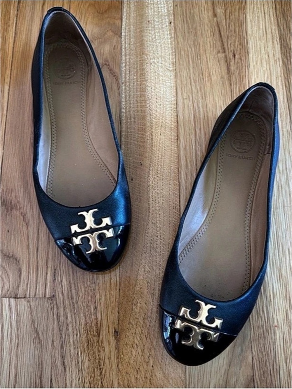 Tory Burch Caroline Cap Toe Ballet Flat Flats Black